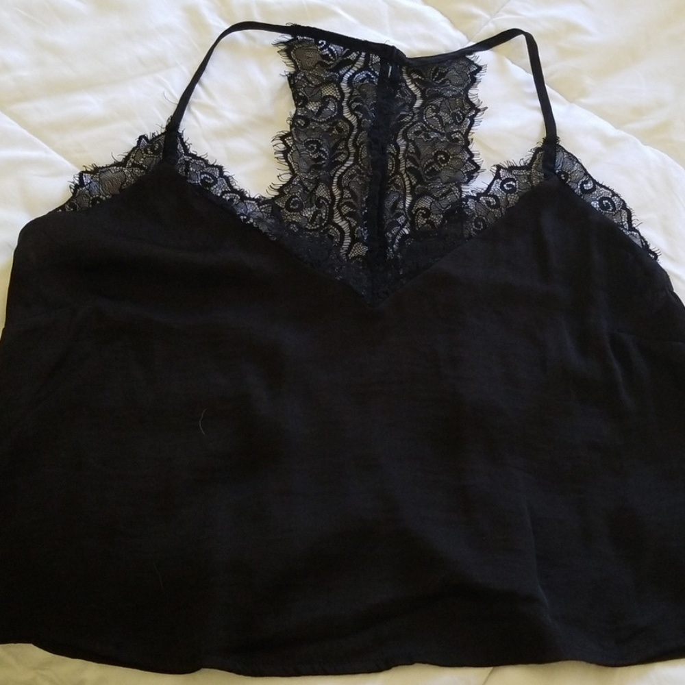 Forever21 Silk Lace Crop Tank